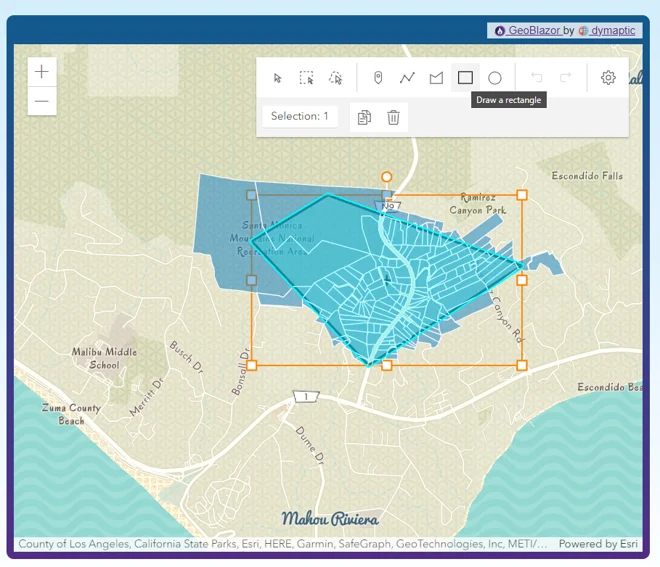 Sketch Widget showing interactive drawing tools on a map