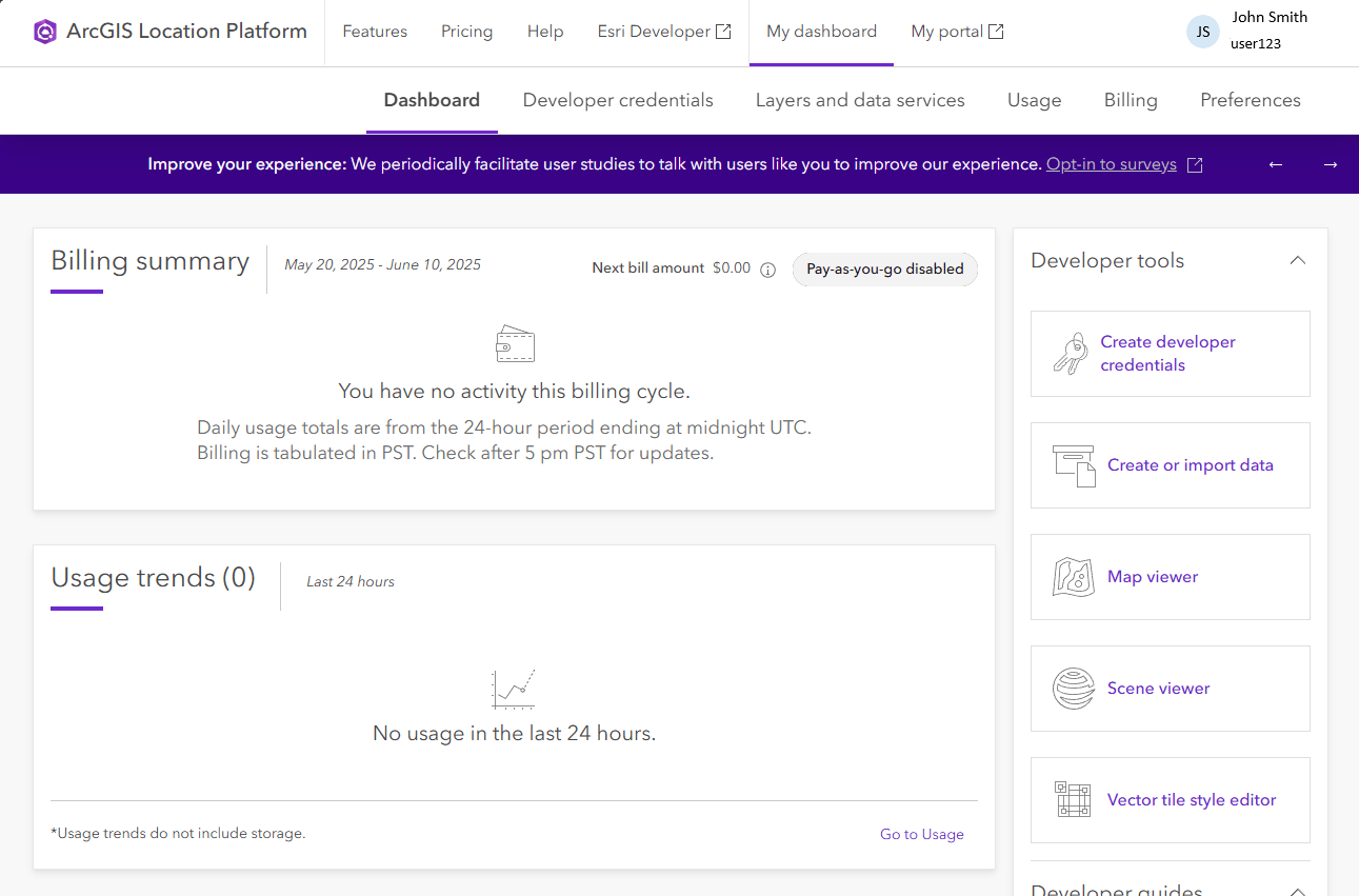 Developer Dashboard