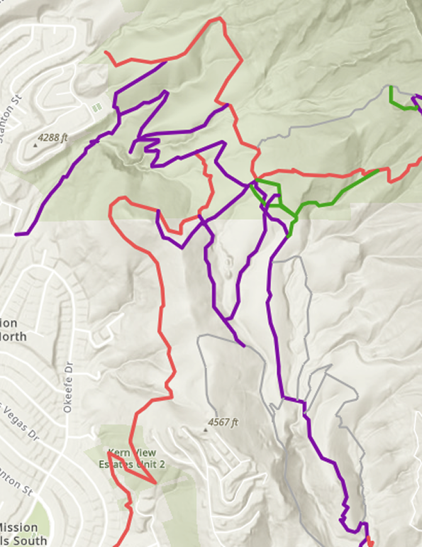 map of ski routes in the mountains